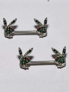 Playboy 9/16” 14 Gauge 316L Cubic Zirconia Bunny Nipple Rings
